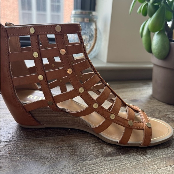 Tan Studded Gladiator Sandals - Picture 11 of 13